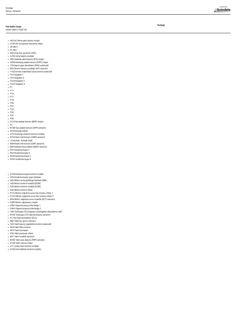 Doblo 1.9 JTD Engine Wiring | PDF