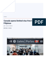 Canada Opens Limited Visa-Free Travel To Filipinos