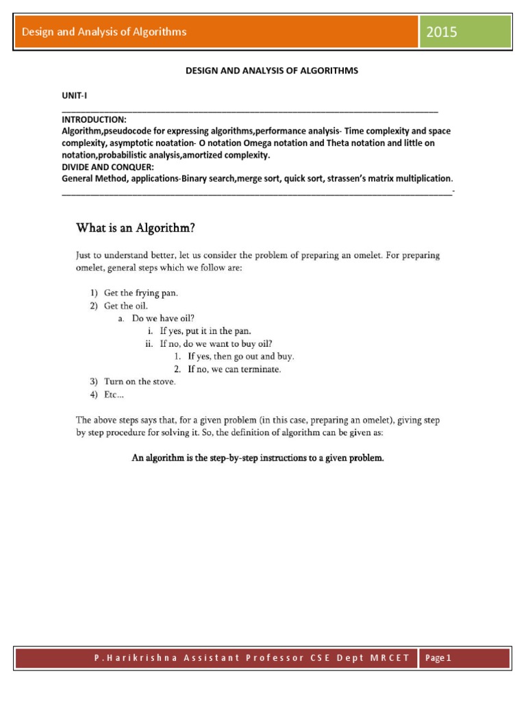Design and Analysis of Algorithms | PDF | Mathematical Optimization ...