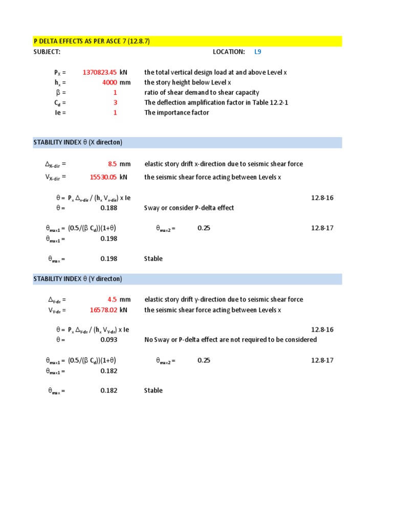 P-Delta Effects in ASCE 7 Analysis | PDF