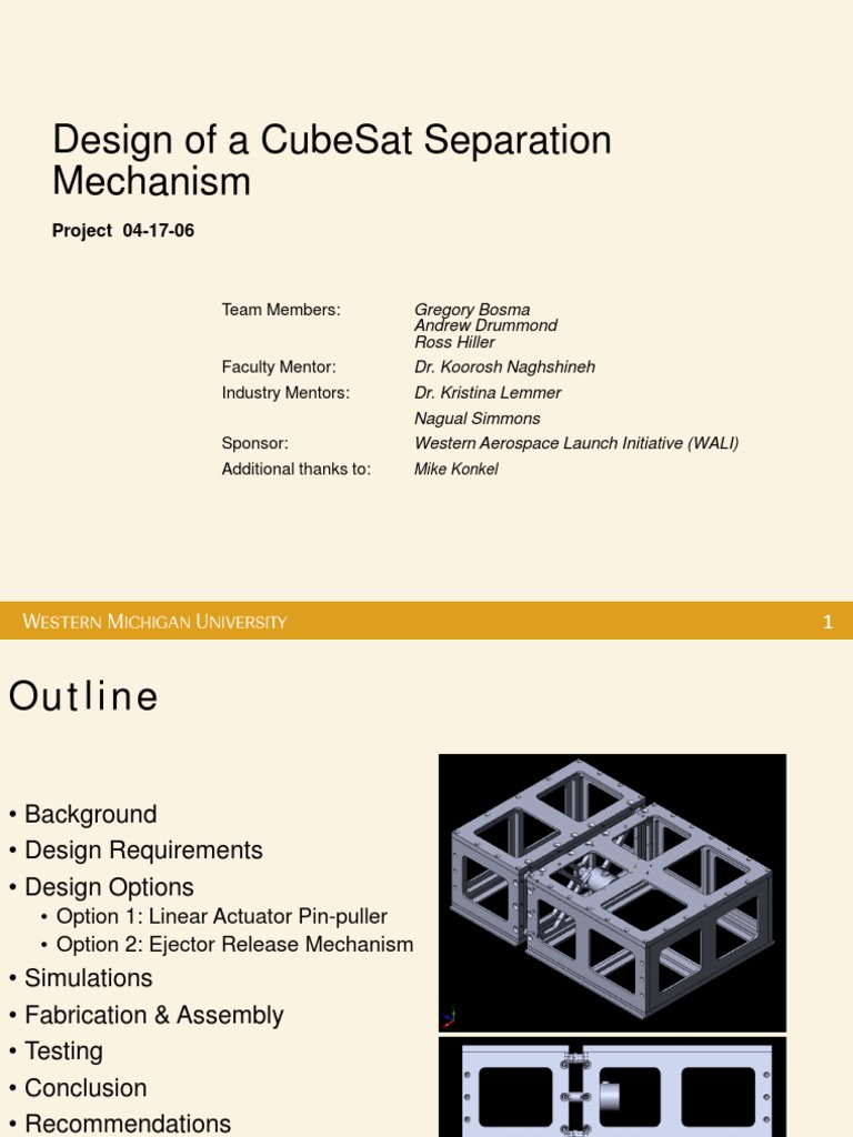 CubeSat Separation Mechanism Design | PDF | Pendulum | Space Debris