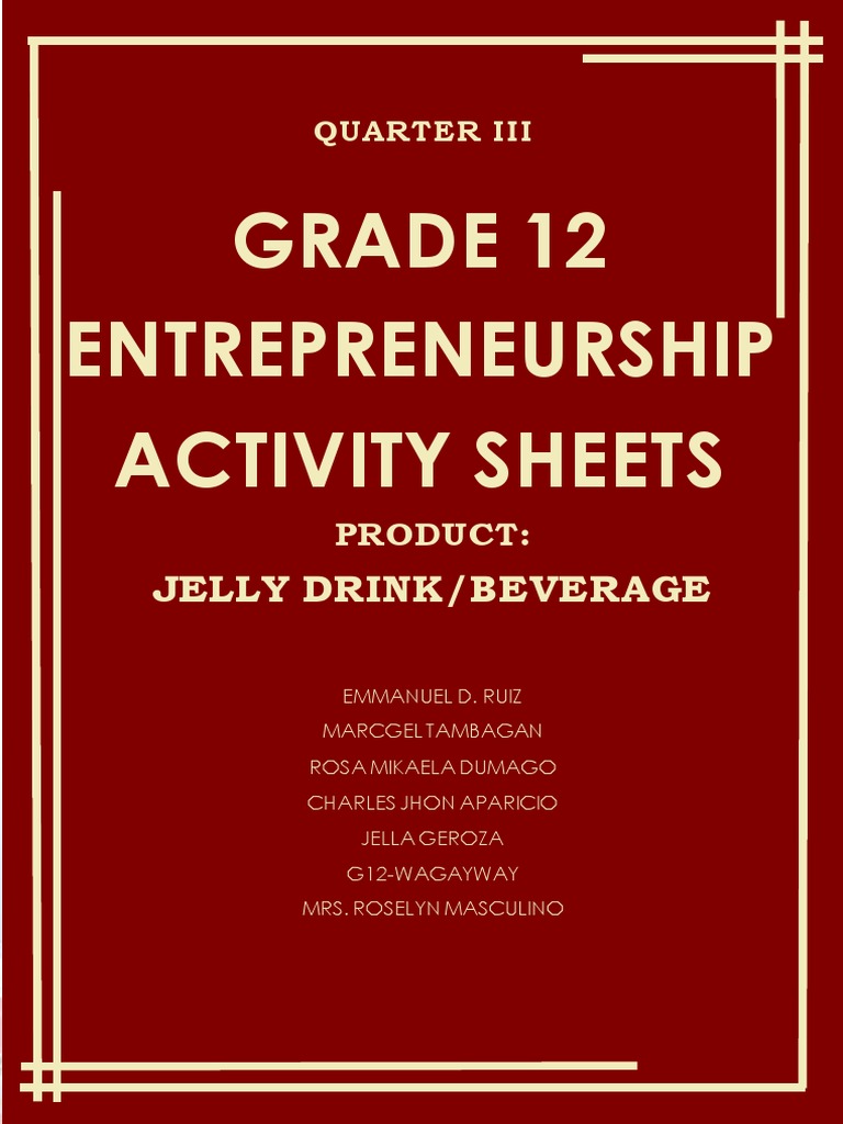 Entrepreneurship Activity Sheets | PDF