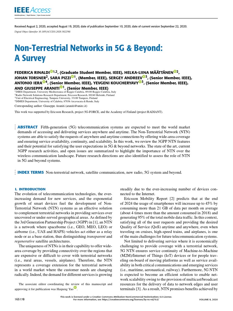 Non-Terrestrial Networks in 5G Amp Beyond A Survey | PDF | Computer ...