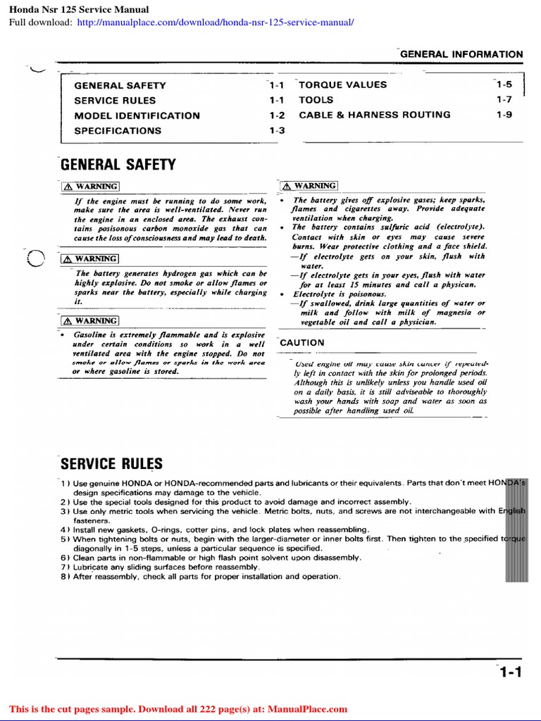 Honda NSR 125 Service Manual PDF | PDF | Technology & Engineering