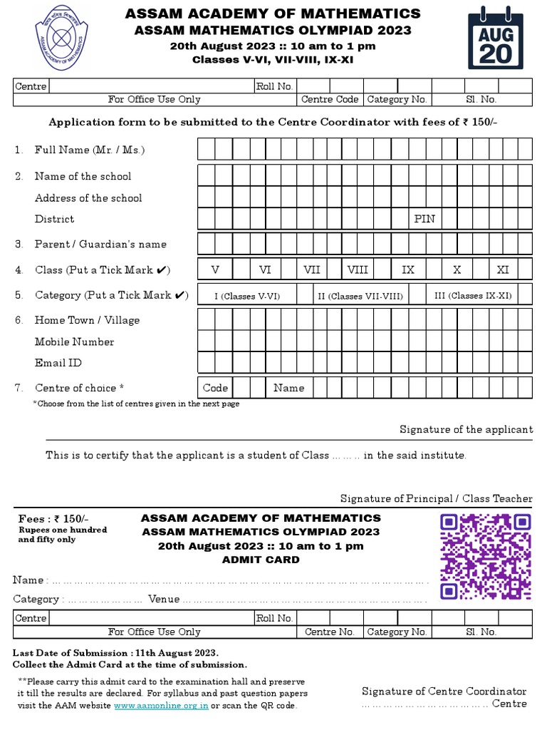 Assam Mathematics Olympiad 2023 Details | PDF | Encodings
