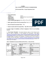 ZAMBIA IMPROVED RURAL CONNECTIVITY PROJECT (P106596P159330) Abbreviated Procurement Plan Project Preparation Fund