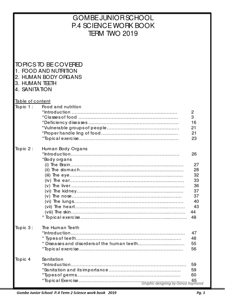 Gombe P.4 Term 2 Science Workbook 2019 | PDF | Wellness | Technology ...