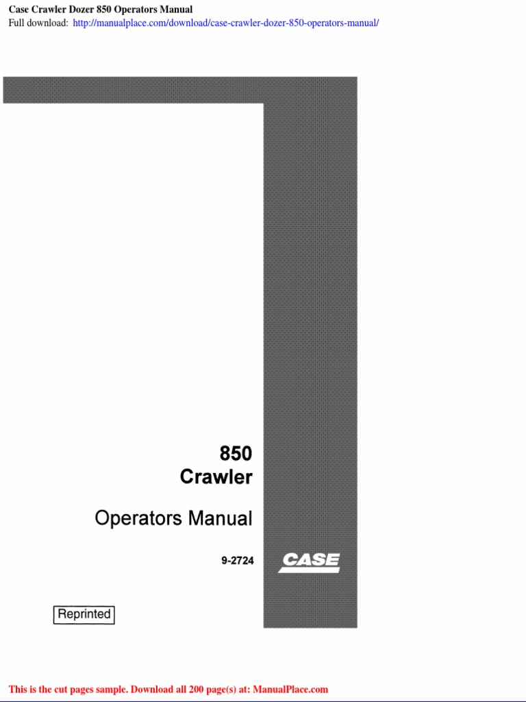Case Crawler Dozer 850 Operators Manual | PDF