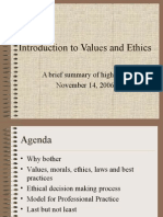 Introduction To Values and Ethics