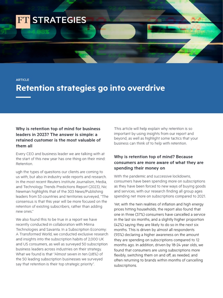 FT Strategies Retention Strategies Go Into Overdrive PDF Subscription Business Model