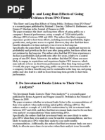 The Short-And Long-Run Effects of Going Public: Evidence From IPO Firms