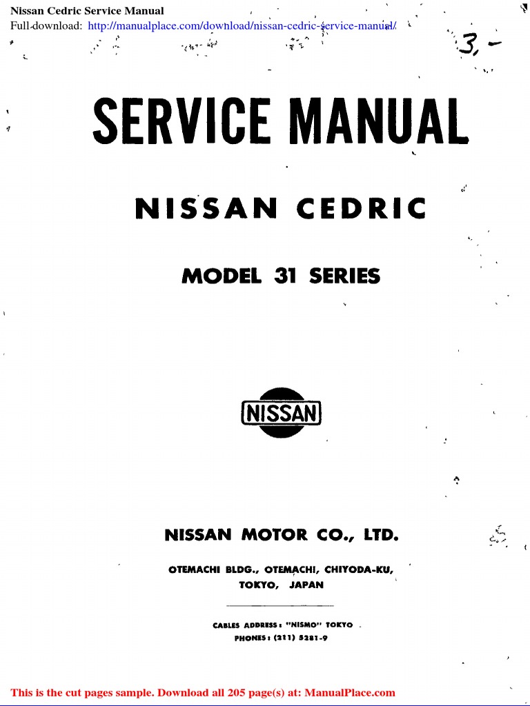 Nissan Cedric Model 31 Service Manual | PDF