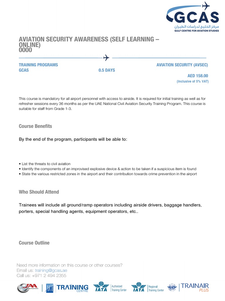 Aviation Security Awareness Self Learning Online | PDF