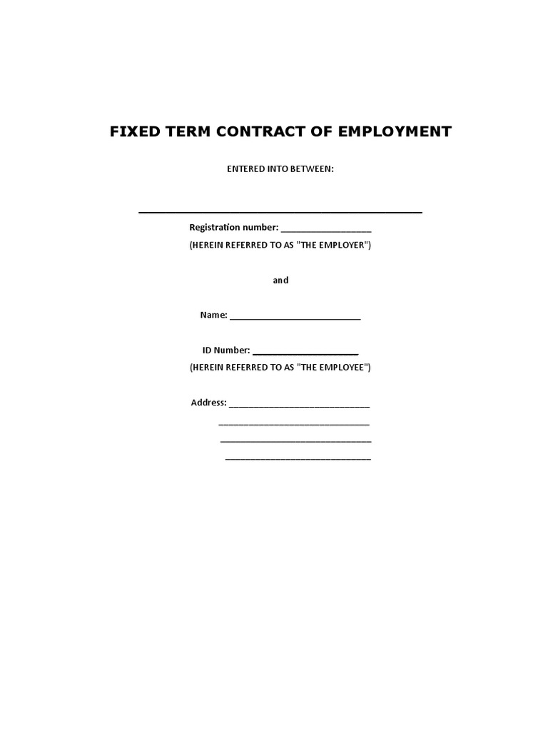 Fixed Term Employment Contract Template | PDF | Overtime | Employment