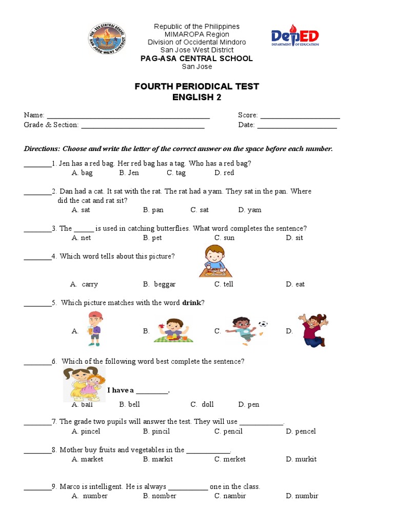 English 4th Periodical Test Pdf