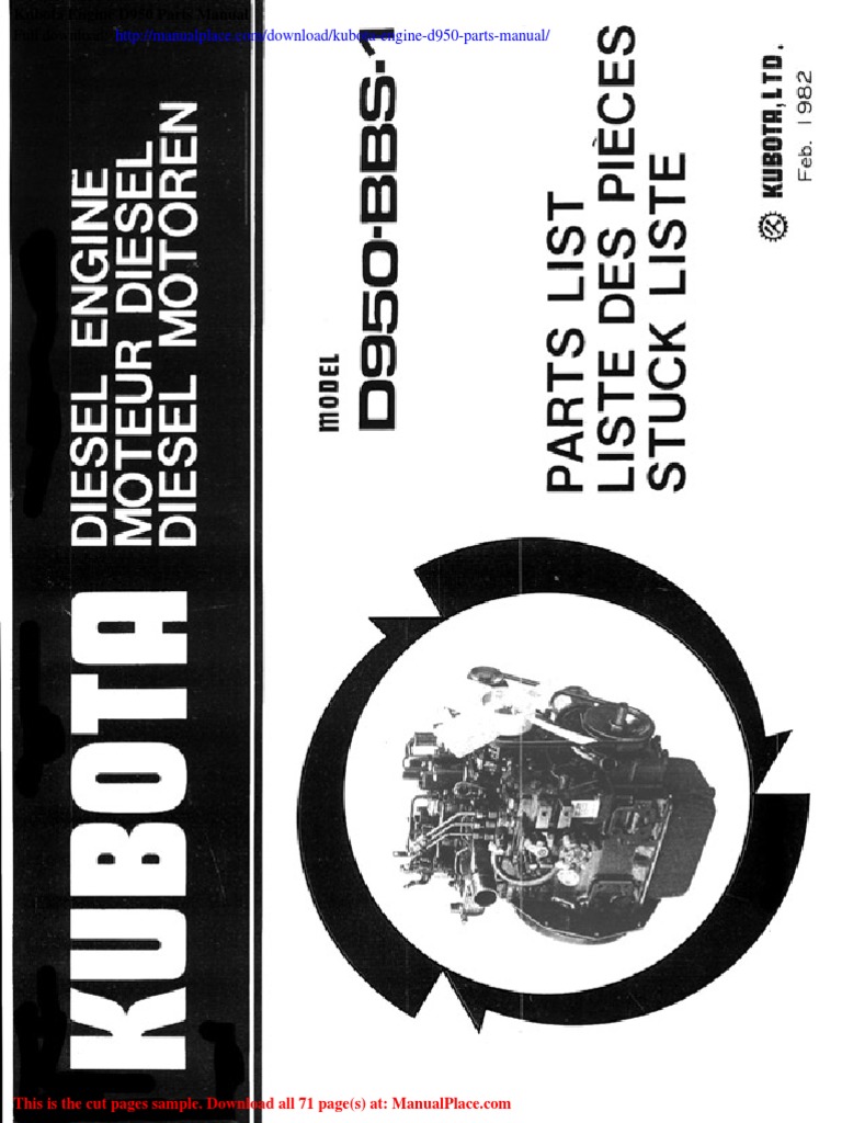 Kubota D950 Parts Manual Download | PDF | Home & Garden | Computers