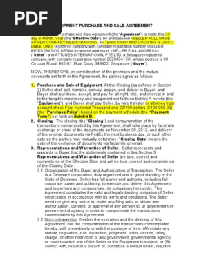 Equipment sales & purchase agreement draft