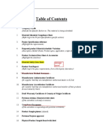 Material Submittal Requirements Table