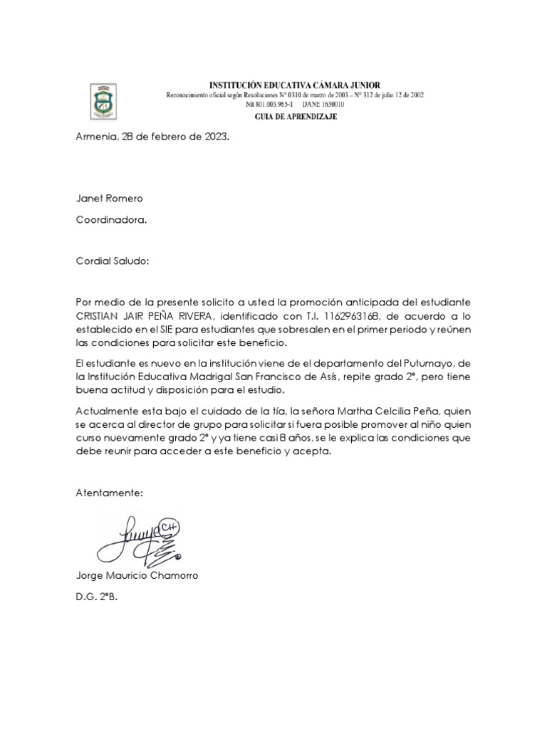 Carta de Solicitud | PDF