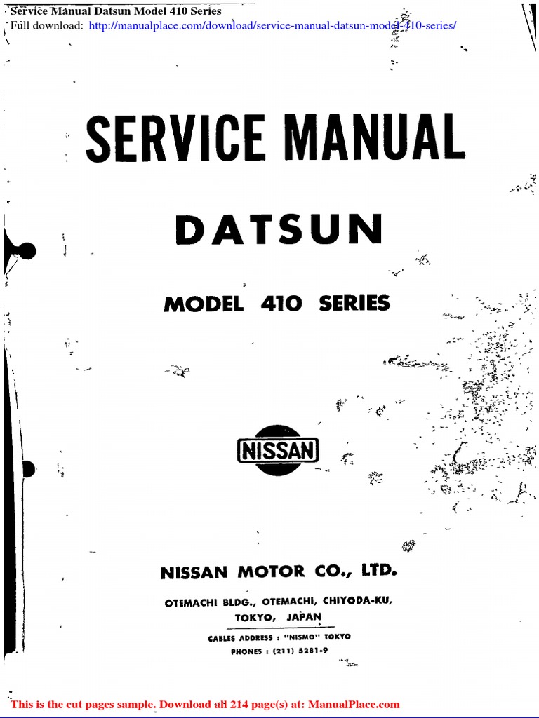 Service Manual Datsun Model 410 Series PDF Gear Nissan