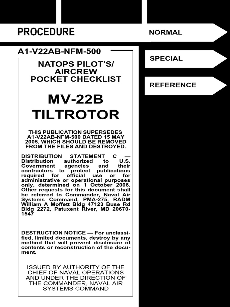 MV-22B NATOPS Pocket Checklist Update | PDF | Landing Gear | Instrument ...