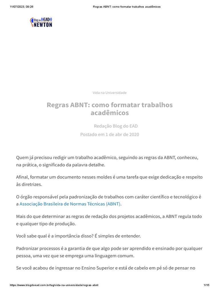 Guia ABNT para Universitários | PDF | Citação | Comunicação escrita