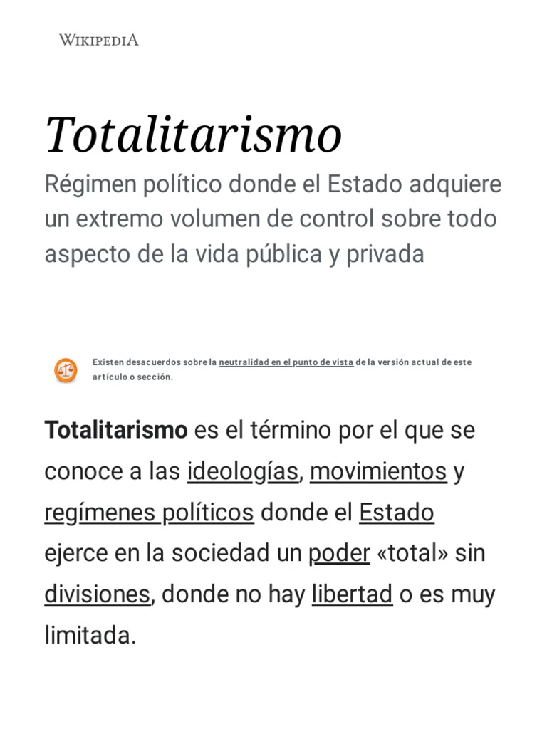 Definición y características del totalitarismo | PDF | Totalitarismo ...
