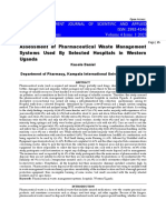 Assessment of Pharmaceutical Waste Management Systems Used by Selected Hospitals in Western Uganda