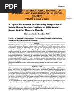 A Logical Framework For Enhancing Integration of Mobile Money Service Providers at MTN Mobile Money & Airtel Money in Uganda