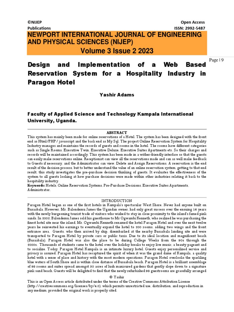 Web-Based Hotel Reservation System Design | PDF | Databases | Computer ...