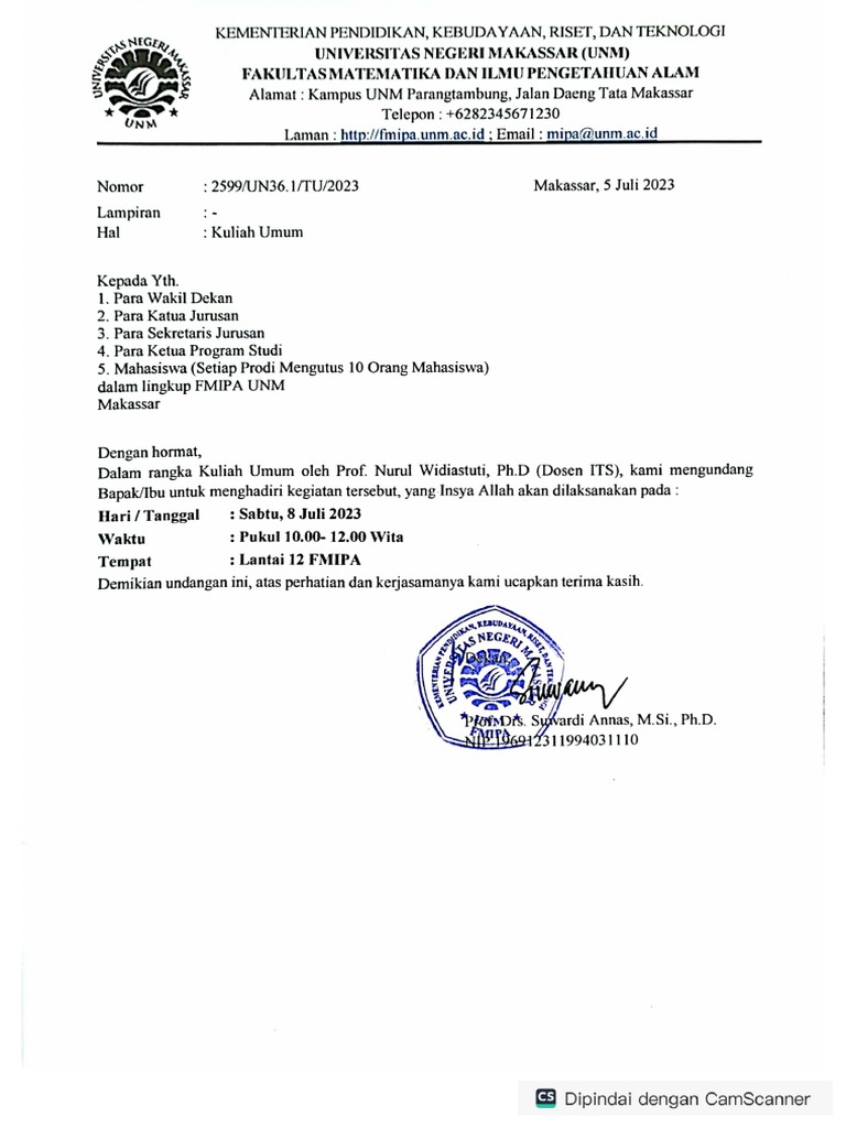 Undangan Kuliah Umum Dosen | PDF