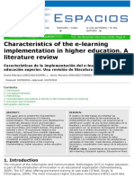 Characteristics of The e Learning Implementation in Higher Education