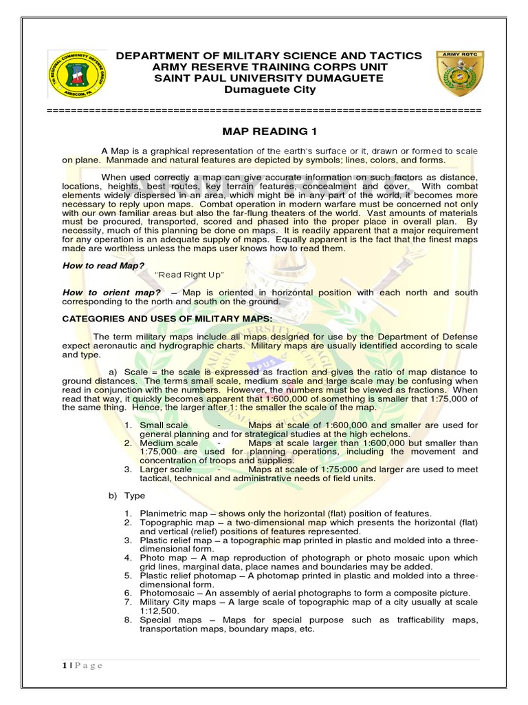 Map Reading Land Nav Updated Pdf Compass Map