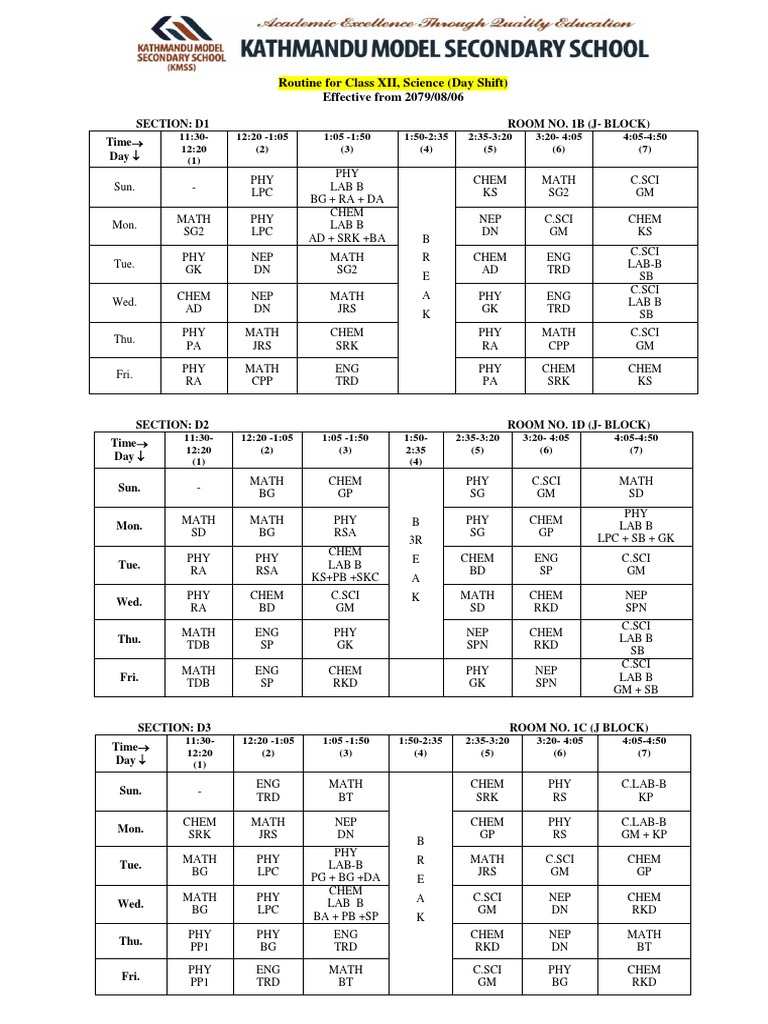 Class Xii Full Routine Updated | PDF