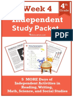 Independent Study Packet 4th Grade Week 4