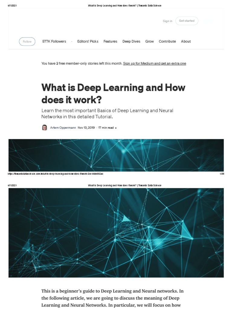 What Is Deep Learning and How Does It Work - Towards Data Science | PDF ...