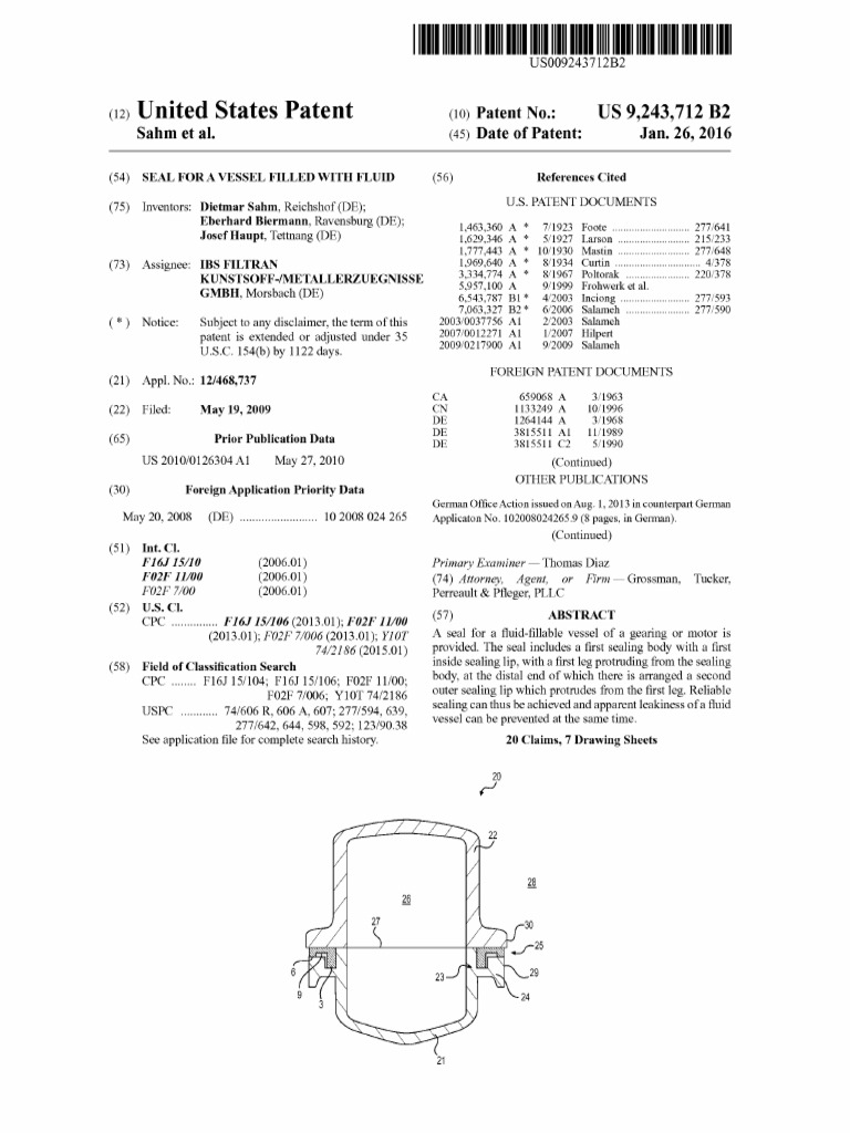 Ep2123950b1 - Us 9243712 B2 | PDF | Patent | Mechanical Engineering