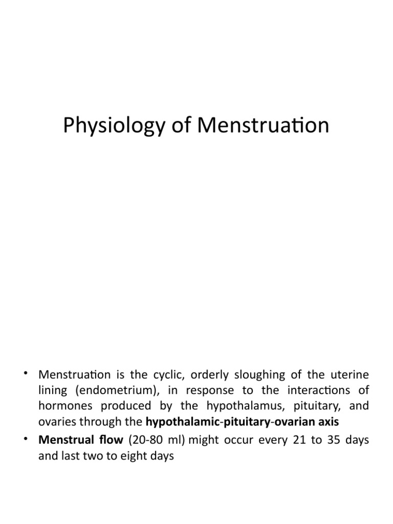 Physiology of Menstruation PDF Menstrual Cycle Biological Processes