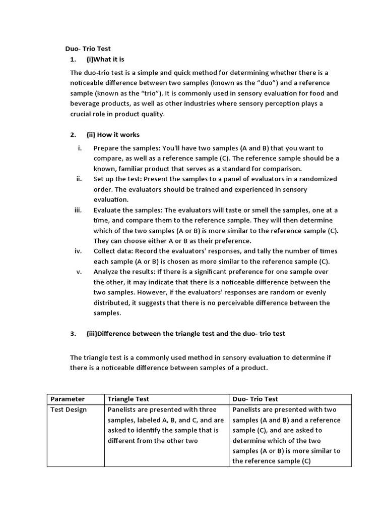 Duo-Trio Test | PDF | Sampling (Statistics) | Perception