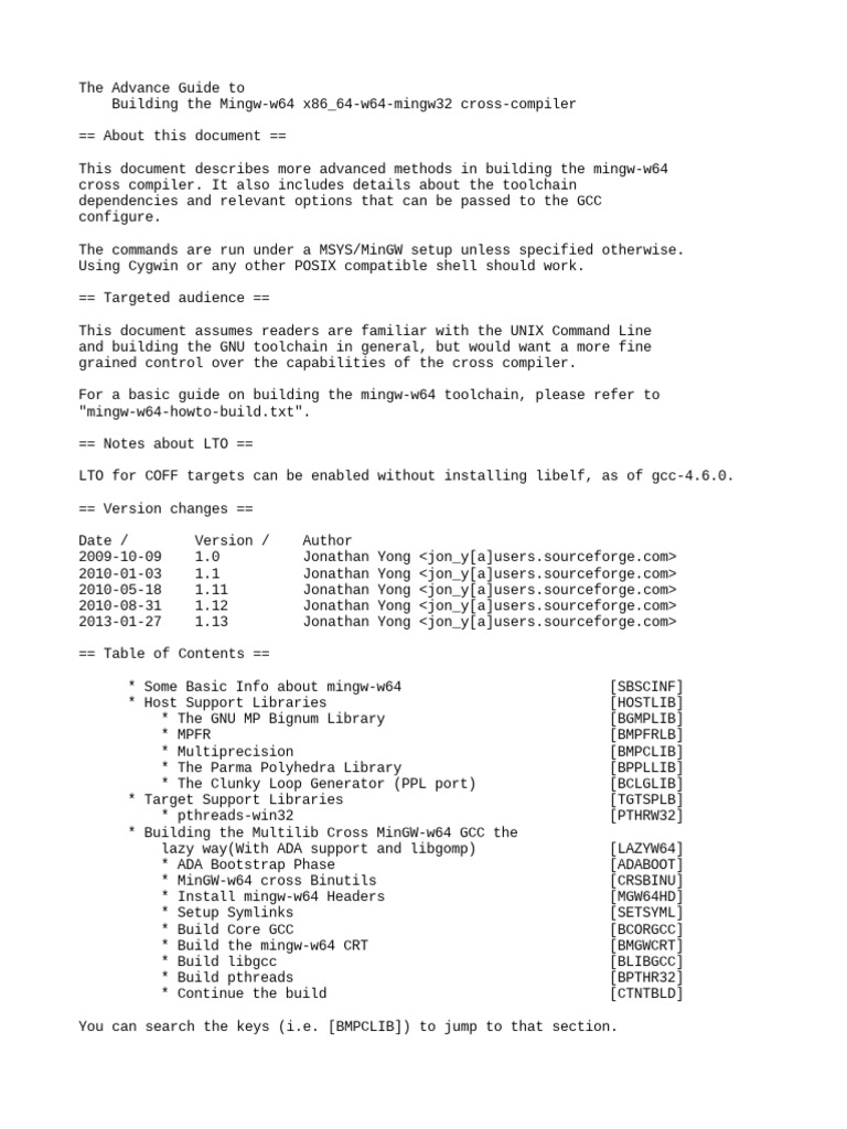 Advanced Mingw-w64 Cross Compiler Guide | PDF | Unix Software ...