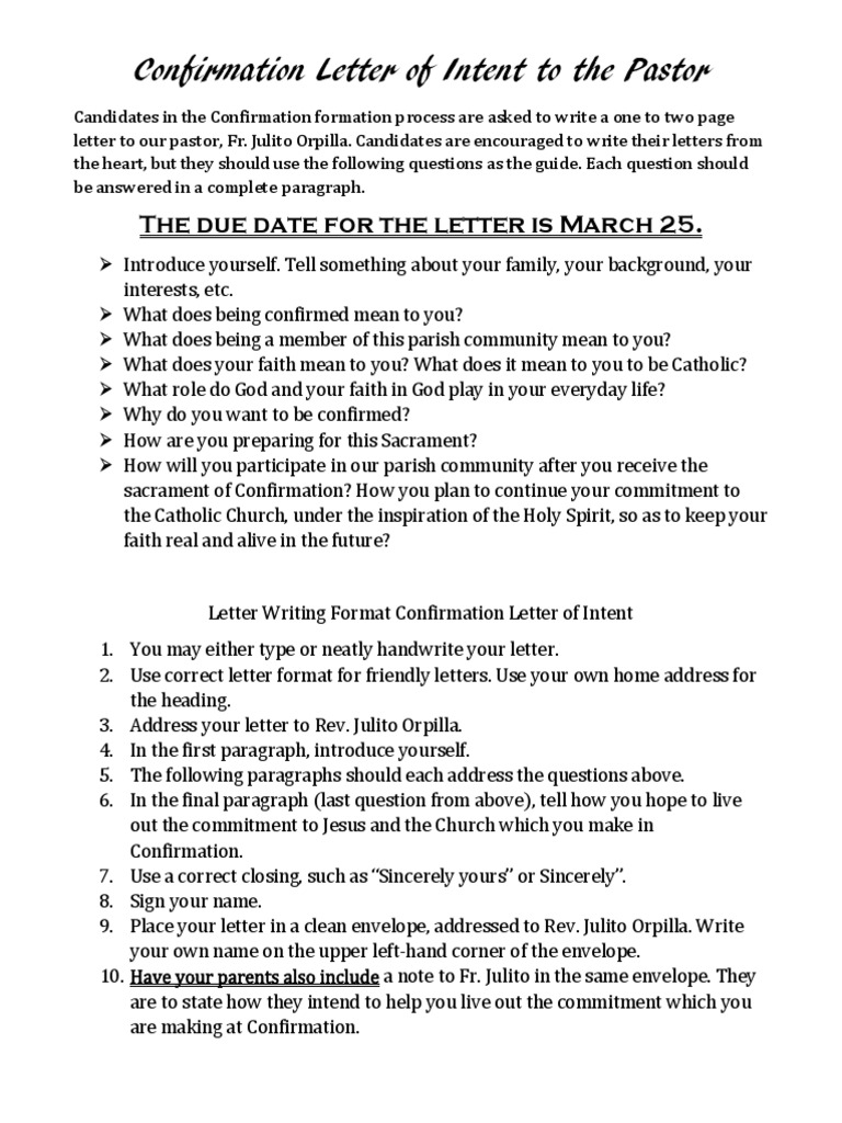 Confirmation Letter of Intent | PDF