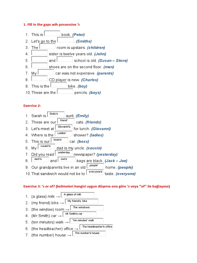 POSSESSIVE S AND S EXERCISES intelligence overview