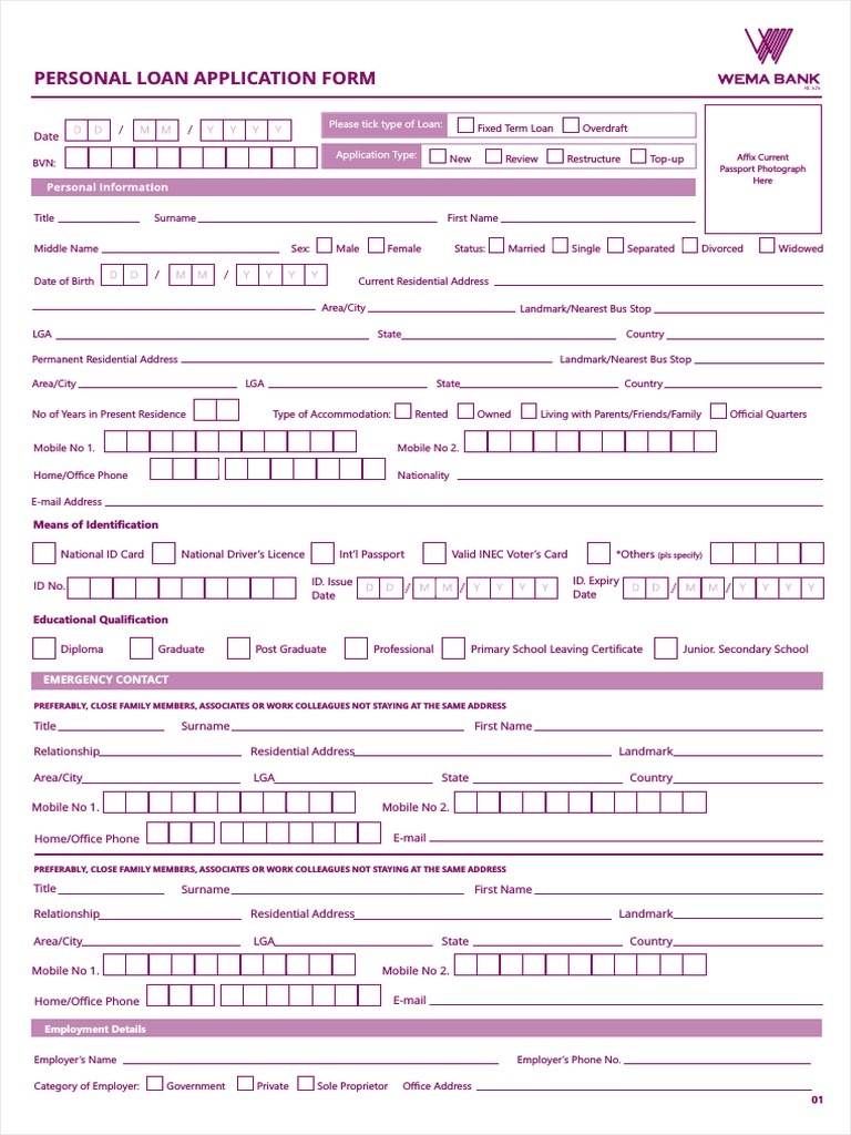 Personal Loan Application Form 2019 | PDF | Banks | Credit Card