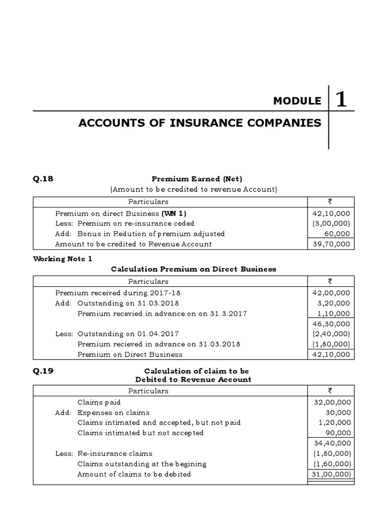 Insurance Company Accounts Overview | PDF | Insurance | Debits And Credits