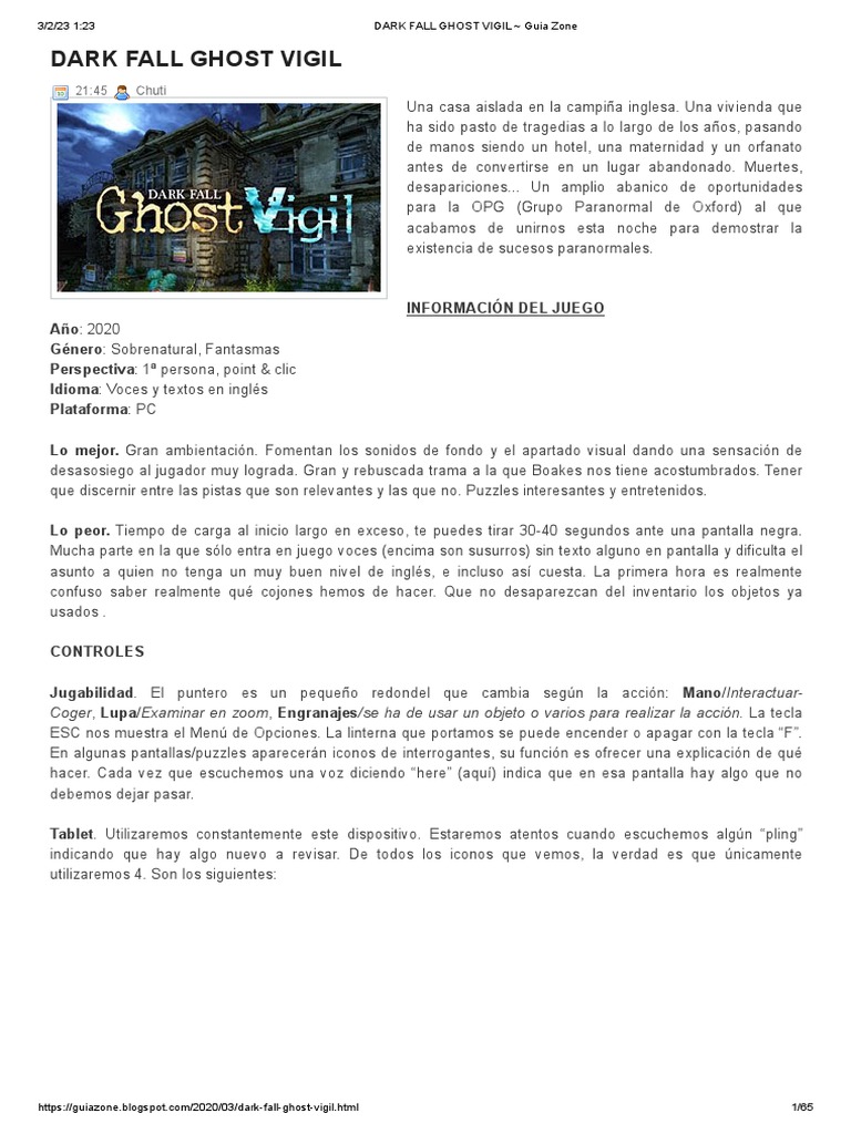 Dark Fall Ghost Vigil - Guia Zone | PDF