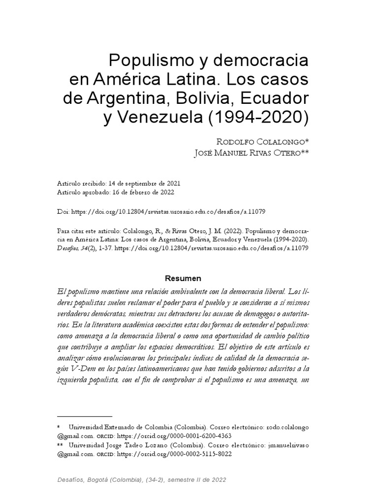 Populismo y democracia en América Latina | PDF