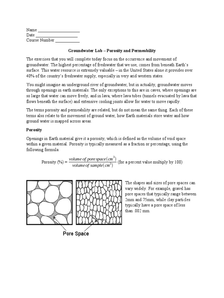 Groundwater Lab: Porosity & Permeability | PDF | Porosity | Aquifer