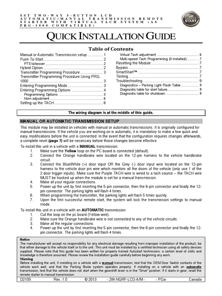 AS725OWS Key Fob Programming PDF Manual Transmission Vehicle