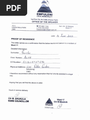 Proof of Residence