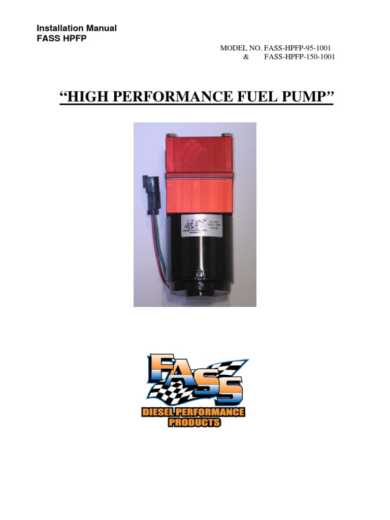 FASS 1994 1998 HPFP1501001 Install Manual Pump Manufactured